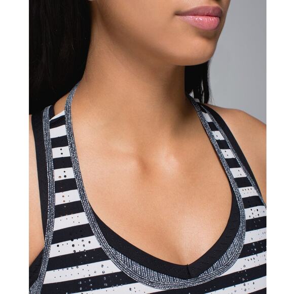 Lululemon Water Bound Singlet Apex Stripe Printed Black Dune Tank Top Size 6 - Picture 6 of 12